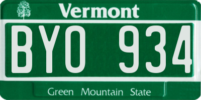 VT license plate BYO934