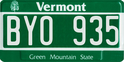VT license plate BYO935