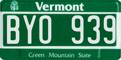 VT license plate BYO939