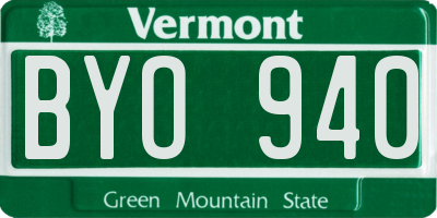 VT license plate BYO940