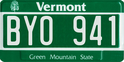 VT license plate BYO941