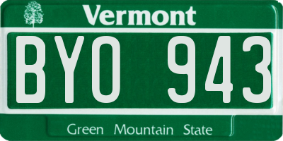 VT license plate BYO943