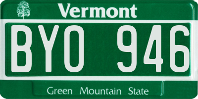 VT license plate BYO946