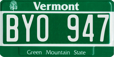 VT license plate BYO947