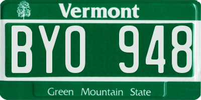 VT license plate BYO948