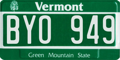 VT license plate BYO949