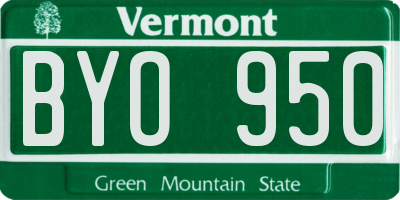 VT license plate BYO950