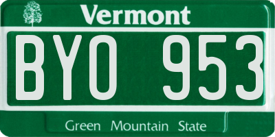 VT license plate BYO953