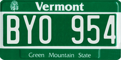 VT license plate BYO954