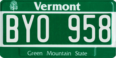 VT license plate BYO958
