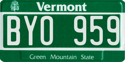 VT license plate BYO959