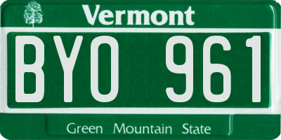 VT license plate BYO961