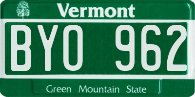 VT license plate BYO962