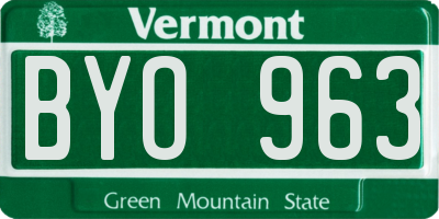 VT license plate BYO963