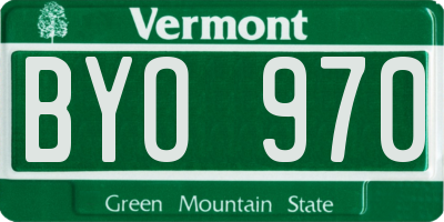 VT license plate BYO970