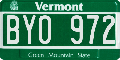 VT license plate BYO972