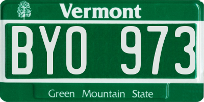 VT license plate BYO973