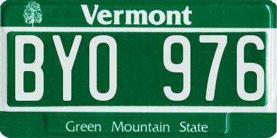 VT license plate BYO976