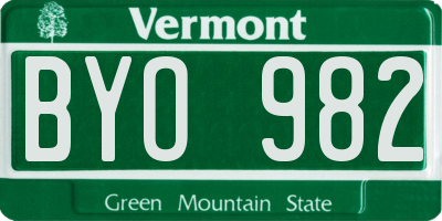 VT license plate BYO982