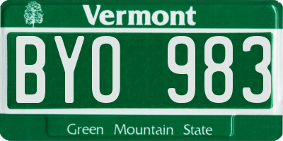 VT license plate BYO983