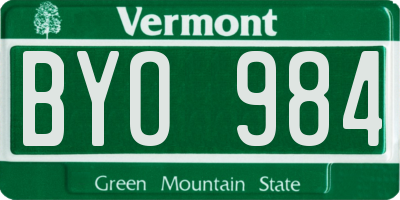 VT license plate BYO984