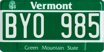 VT license plate BYO985