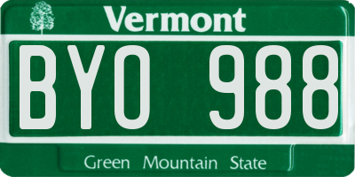 VT license plate BYO988