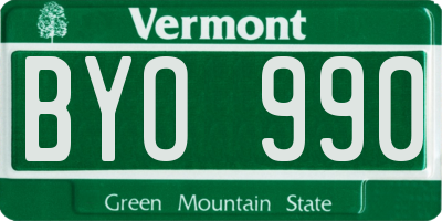 VT license plate BYO990