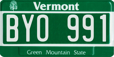 VT license plate BYO991