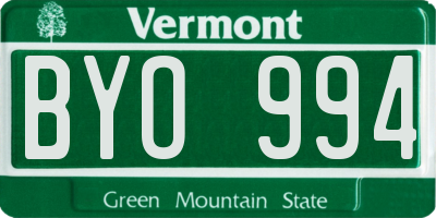 VT license plate BYO994