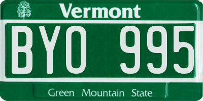 VT license plate BYO995