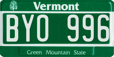 VT license plate BYO996