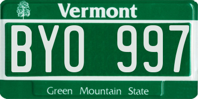 VT license plate BYO997