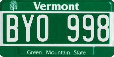 VT license plate BYO998