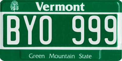 VT license plate BYO999
