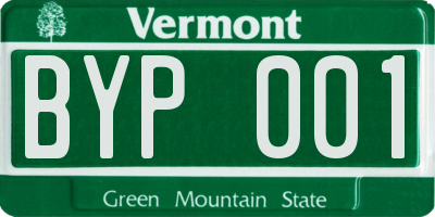 VT license plate BYP001