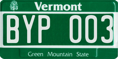 VT license plate BYP003