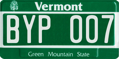 VT license plate BYP007