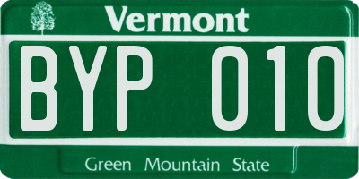 VT license plate BYP010