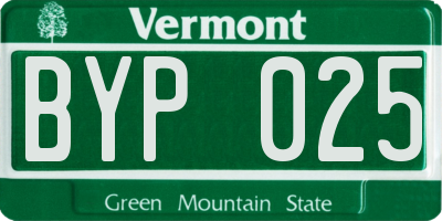 VT license plate BYP025