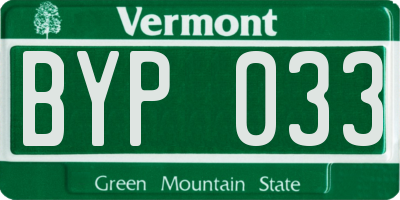 VT license plate BYP033