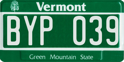 VT license plate BYP039