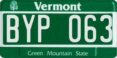 VT license plate BYP063