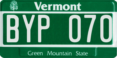 VT license plate BYP070