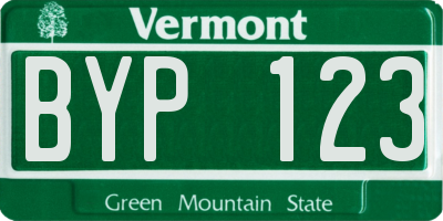 VT license plate BYP123