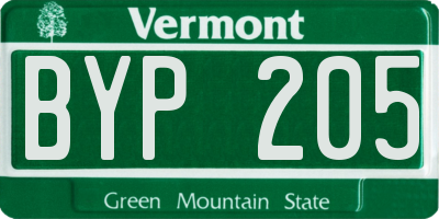 VT license plate BYP205
