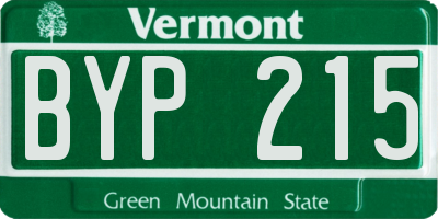 VT license plate BYP215