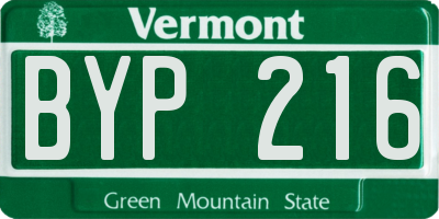 VT license plate BYP216