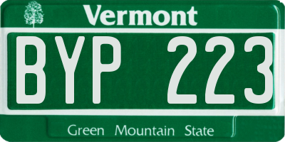VT license plate BYP223