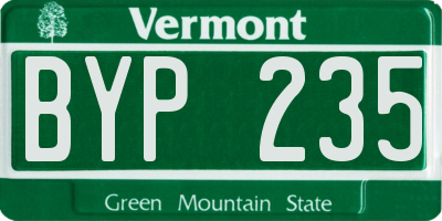VT license plate BYP235